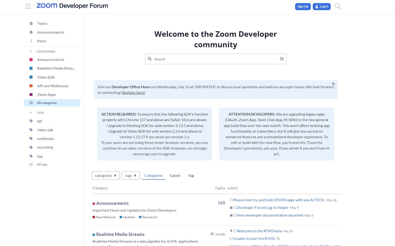 Zoom developer forum